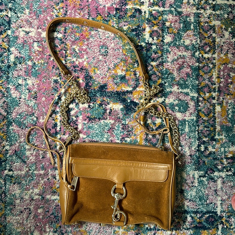 Brown Suede Rebecca Minkoff Mini Mac Bag with Duster